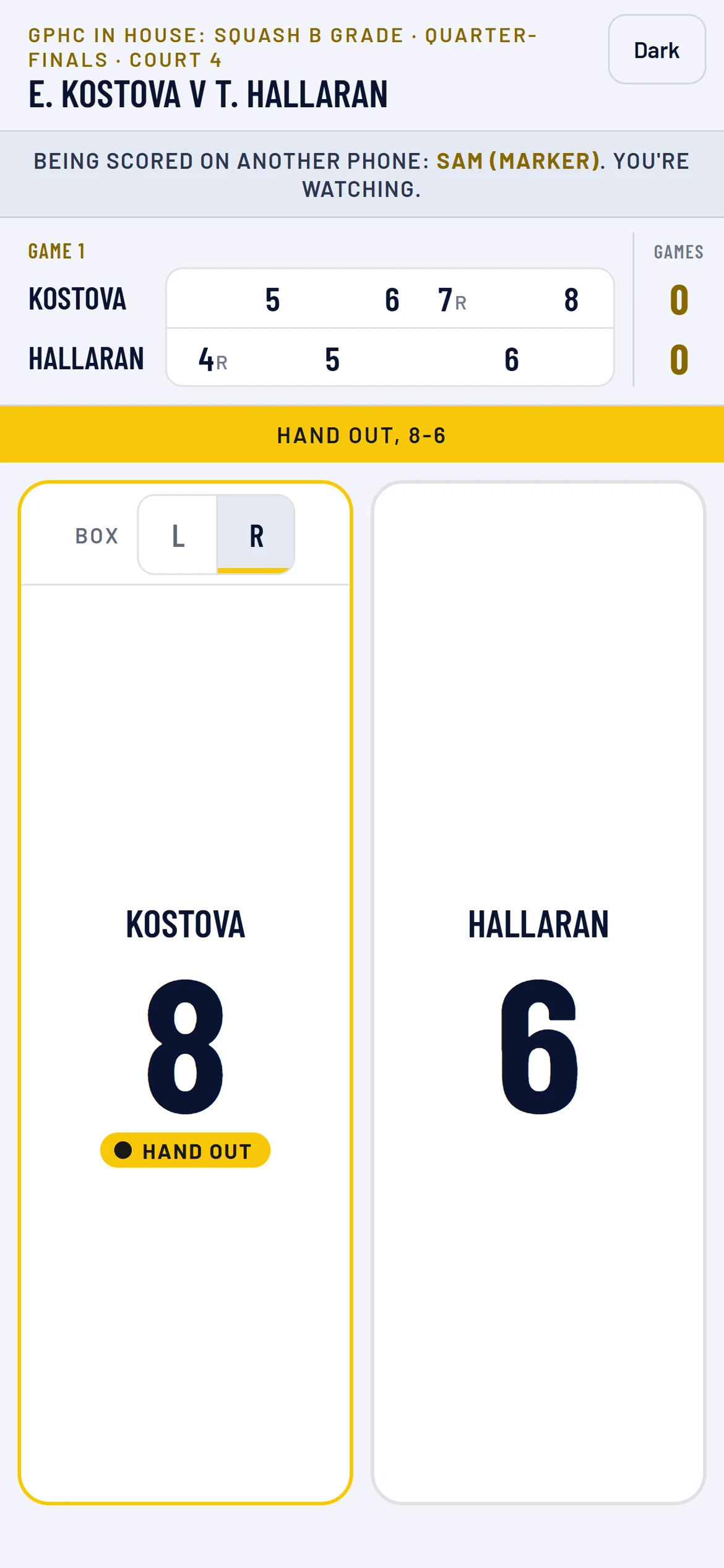 Another phone that opens the code watches the match live