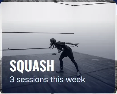 Squash on the club’s What’s On page: 3 sessions this week